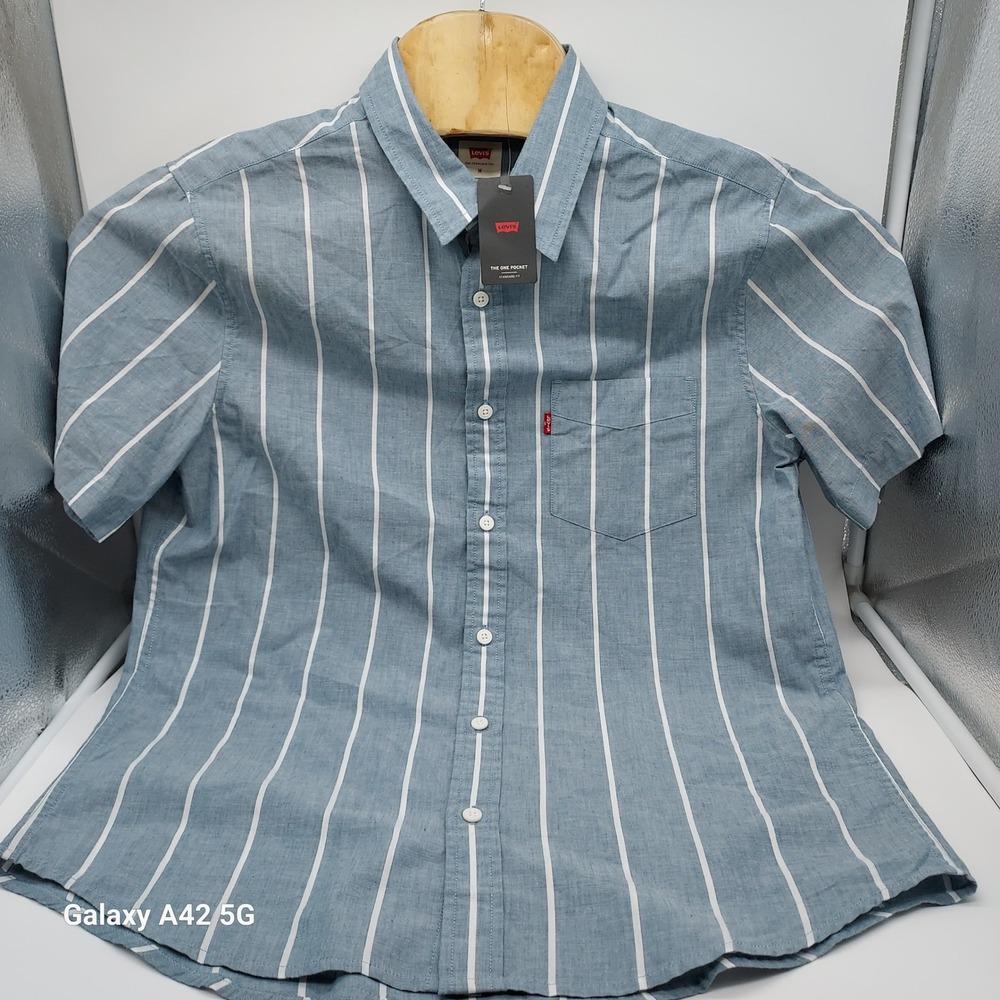 Levis Mens The One Pocket Short Sleeve Stripe Shirt Blue White 86627-0286 M